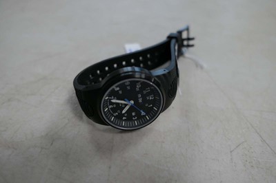 Lot 2053 - Gents black Nite quartz rubber strap watch...