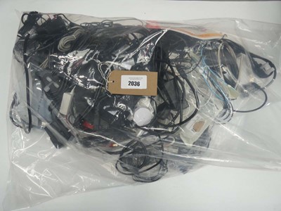 Lot 2036 - Bag containing various cables, leads and PSUs