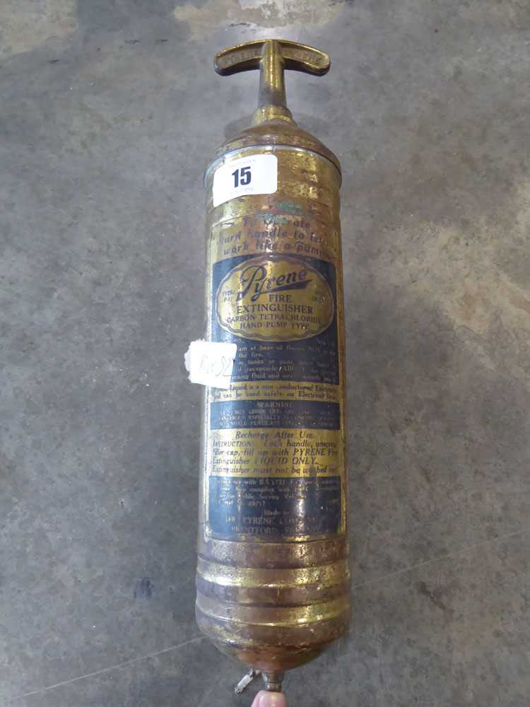 Lot 15 Vintage Pyrene fire extinguisher