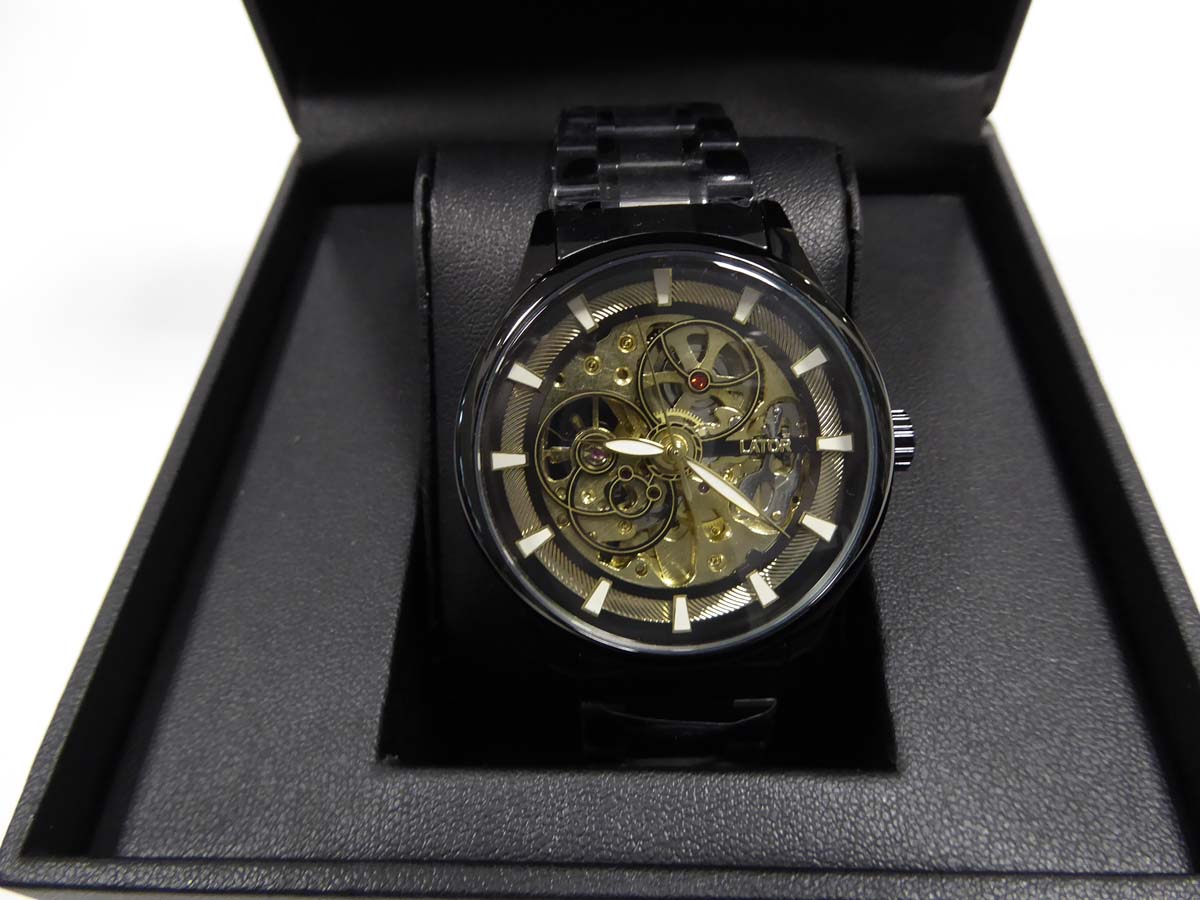 Lot 2025 Lator automatic skeleton watch in box