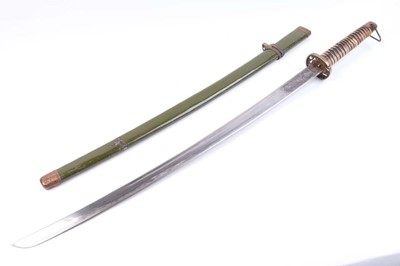 Lot 56 - Katana with 27 ins blade, indistinctly etched,...