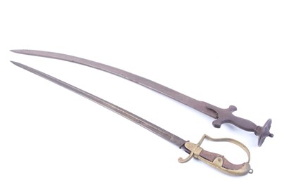 Lot 62 - Indian Tulwar sword, 28 ins blade; Turkish...