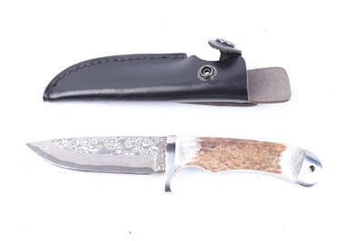 Lot 1006 - Boker Magnum knife, 4 ins damascus blade, in...