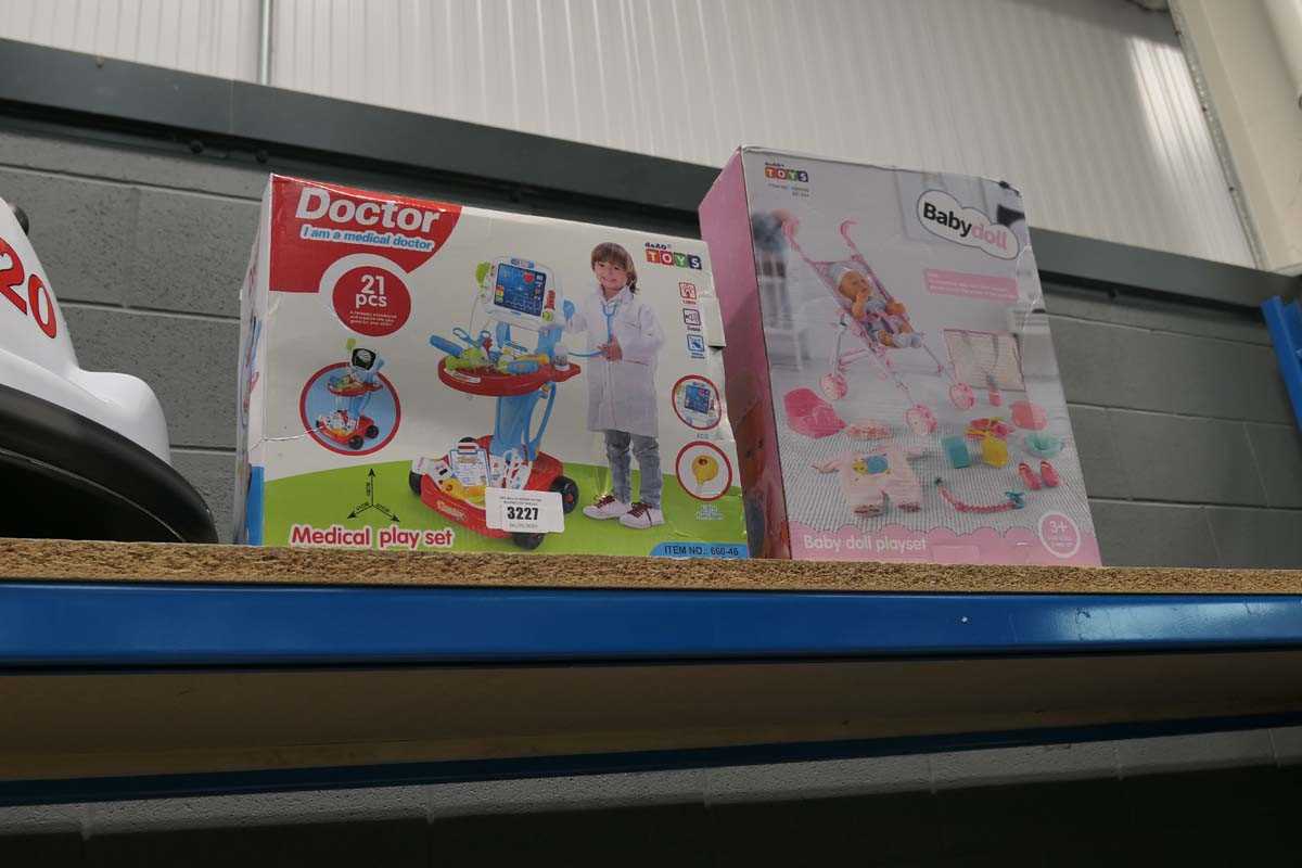 Lot 3227 Medical play set and a baby doll play set