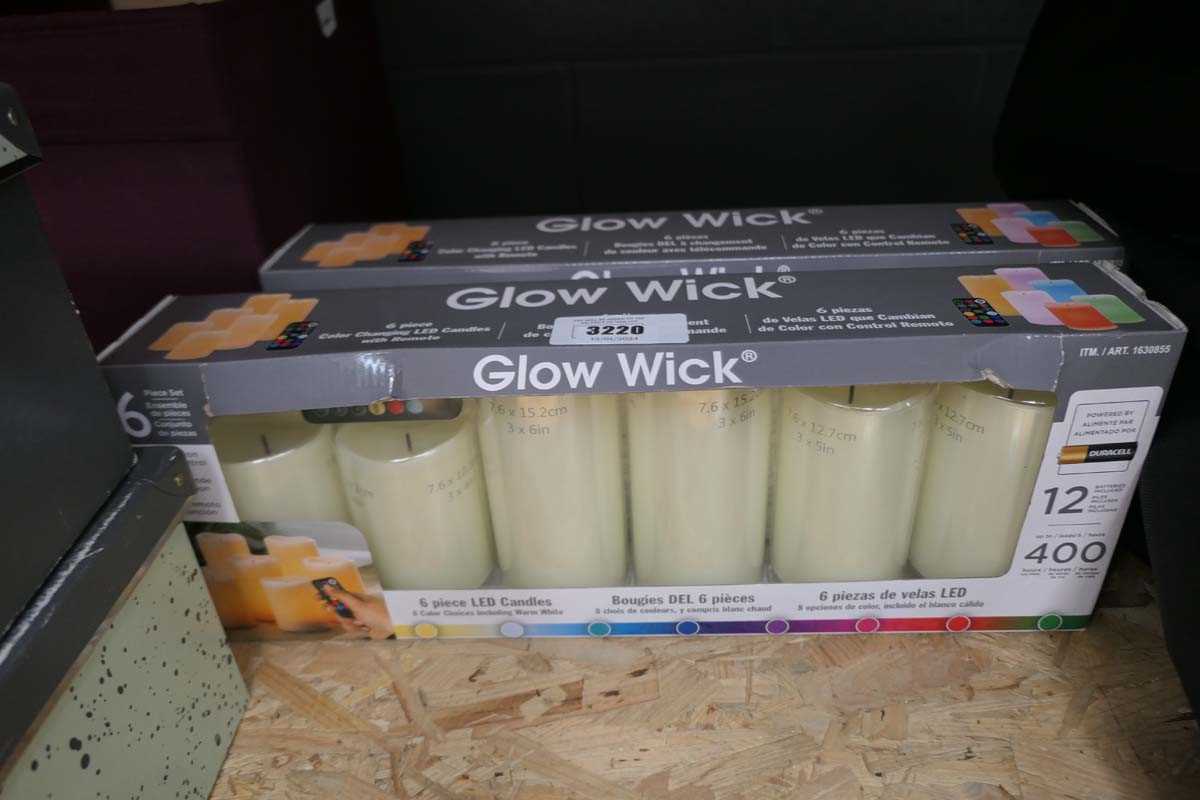 Lot 3220 2 Glow Wick LED candle sets