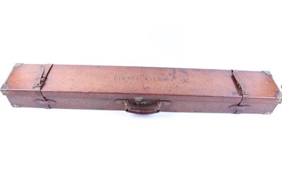Lot 6 - An oak and leather rifle case with brass...