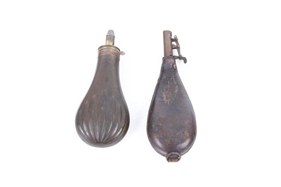 Lot 48 - Copper and brass powder flask stamped P. Frith...