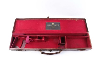 Lot 50 - A leather Rook Rifle case with brass corners...
