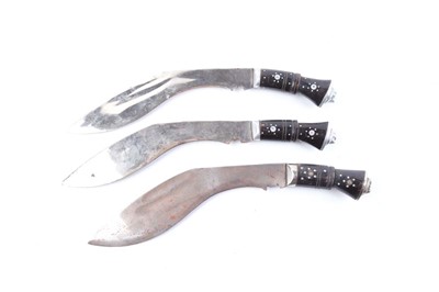 Lot 79 - Three small Kukri knives (9 ins blades)