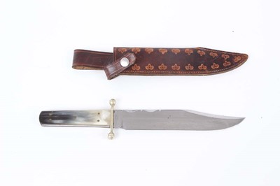 Lot 75 - Hunting knife by Middleton, Sheffield, 8 ins...