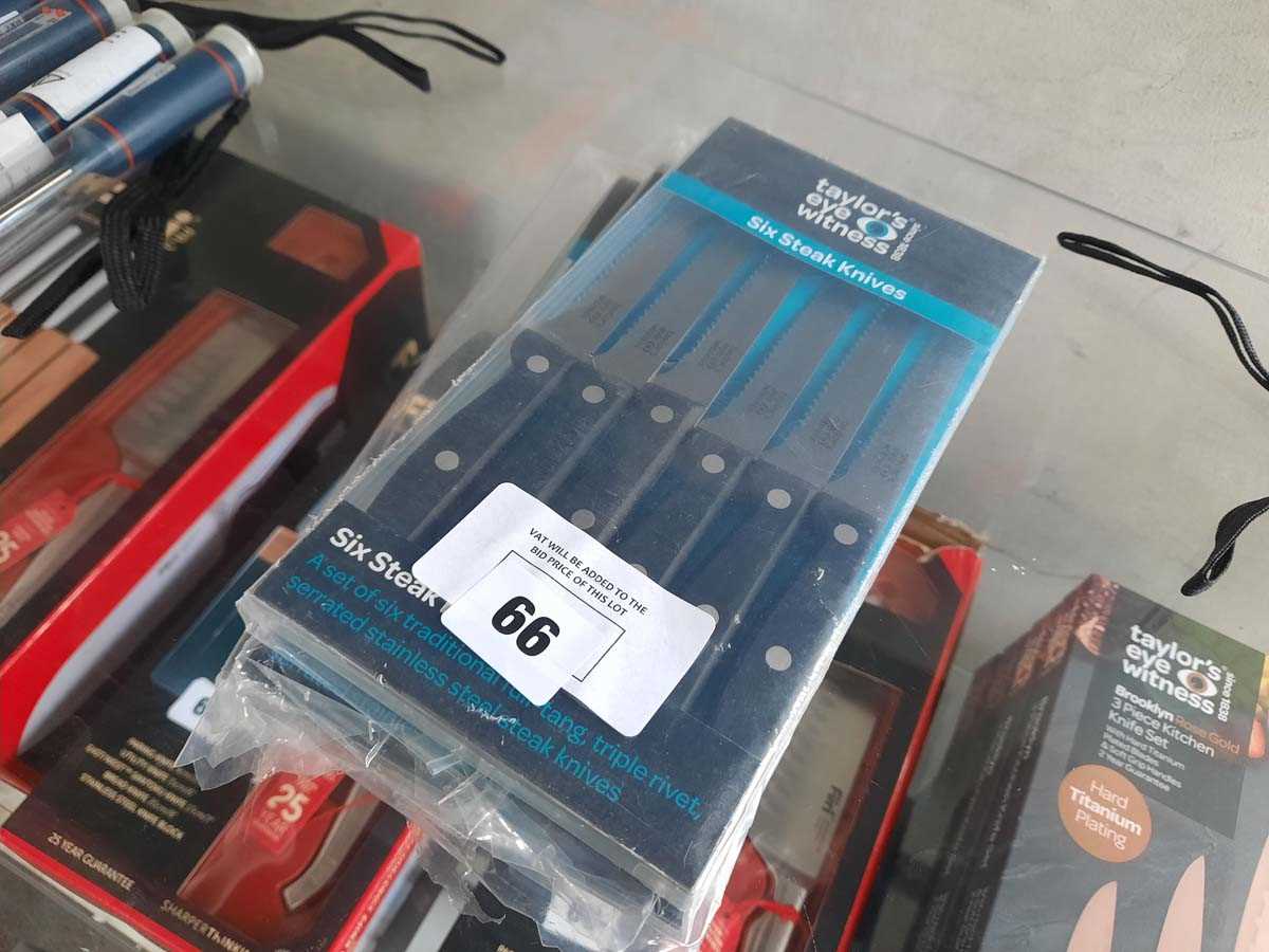 Lot 66 3 Taylors Eye Witness 6 steak knife sets