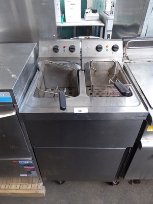 Lot 56 - 60cm electric Parry two-well fryer with baskets