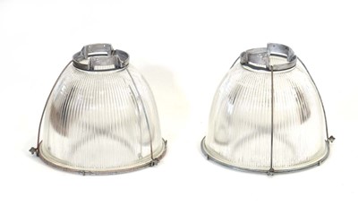 Lot 23 - A pair of British holophane industrial pendant...