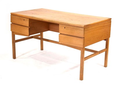 Lot 95 - A 1960/70's Danish oak and crossbanded desk...