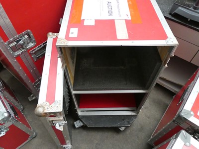 Lot 17 - Red flight case with removable doors, front...