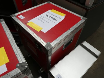 Lot 19 - Red flight case cube on castors containing 4...