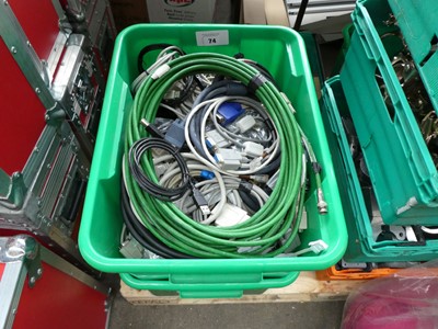 Lot 74 - 2 green trays of various cables