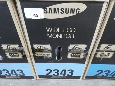 Lot 90 - Samsung 23" LCD VGA and DVI monitor in box