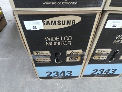 Lot 92 - Samsung 23" LCD VGA and DVI monitor in box