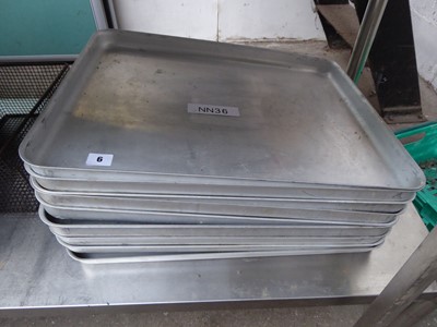 Lot 6 - Stack of 9 large aluminium oven trays