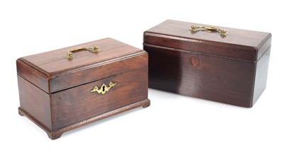 Lot 52 - Two George III mahogany boxes with brass...