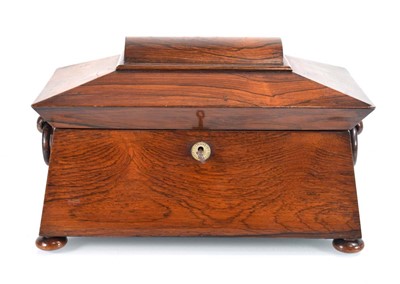 Lot 54 - A mid-19th century rosewood tea caddy of...