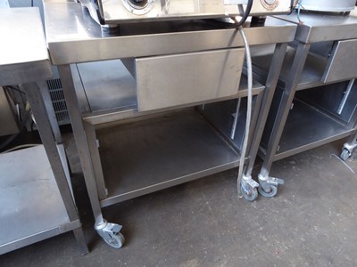 Lot 76 - 79cm stainless steel heavy duty mobile table...