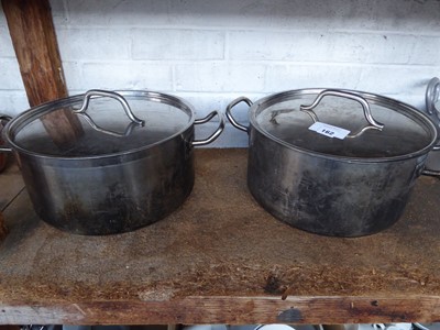 Lot 162 - 2 Nisbet stainless steel cooking pots with...