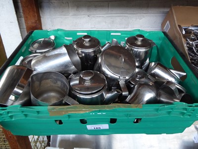 Lot 165 - Tray containing assorted stainless steel teapots