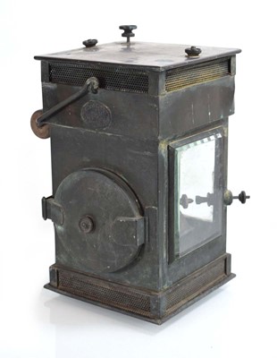 Lot 87 - A late Victorian square copper railway lantern...