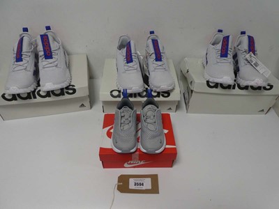 Lot 3594 - 3 x junior Adidas trainers, UK 5, 6, 6.5 + 1...