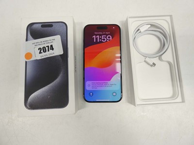 Lot 2074 - iPhone 15 Pro 256GB Blue Titanium with box and...