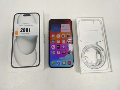 Lot 2081 - iPhone 15 512GB Black with box and cable