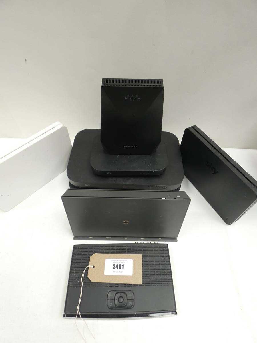Lot 2401 Sky TV boxes and various routers