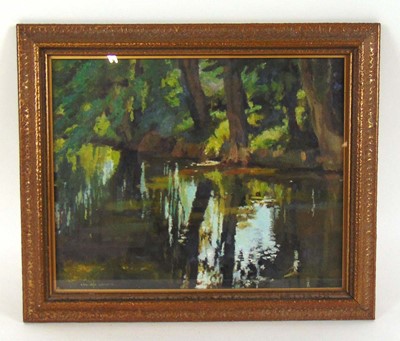 Lot 165 - Edward Osmond (1900 - 1981), a shady river,...