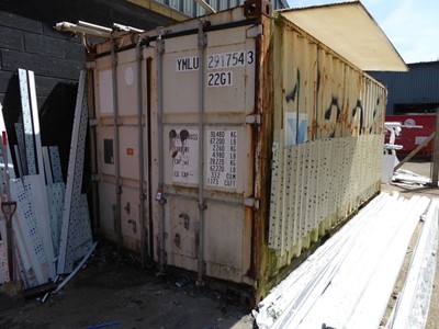 Lot 25 - 20ft corrugated steel shipping container...
