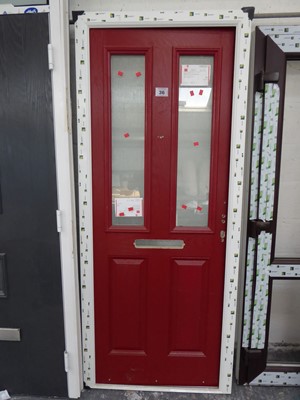 Lot 36 - Red PVCu exterior door with frame