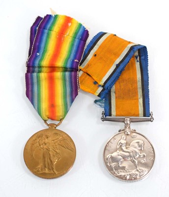 Lot 64 - A pair of First World War medals awarded to...