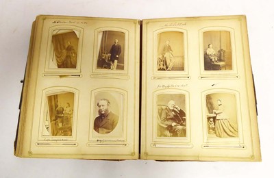 Lot 227 - Leatherbound photo album containing Victorian...