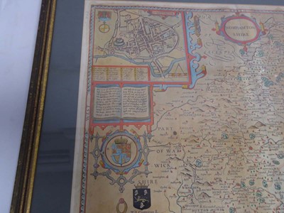 Lot 231 - Framed 17th century map of Northamptonshire by...