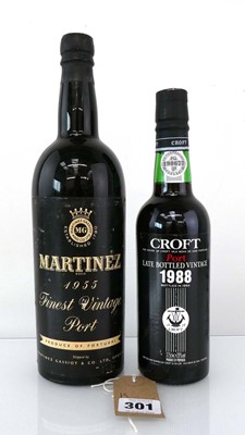 Lot 301 - 1 1/2 bottles, 1x Martinez 1955 Vintage Port...