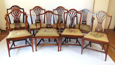 Lot 12 - A set of six Hepplewhite style mahogany dining...