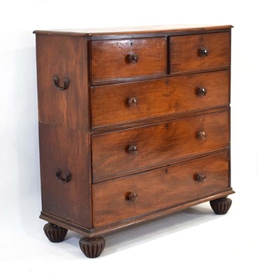 Lot 21 - A 19th century mahogany campaign-type chest of...