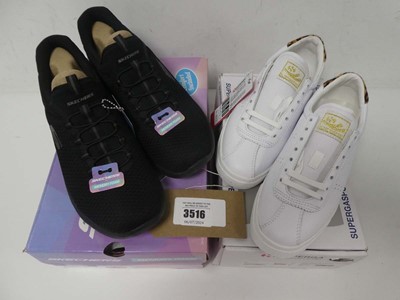 Lot Boxed pair of Superga trainers, white, UK 4 +...