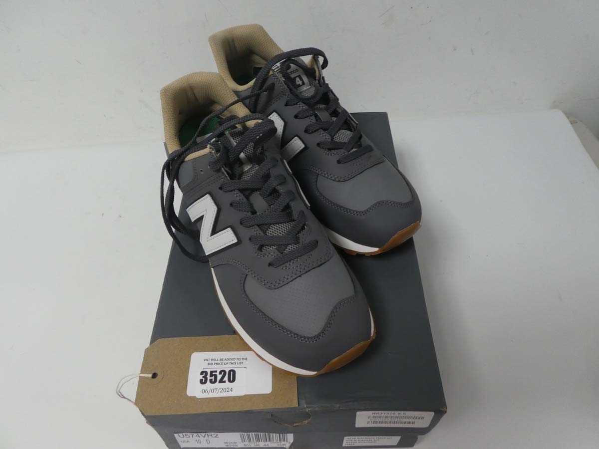 Lot 3520 - Boxed pair of New Balance trainers, grey/white,...