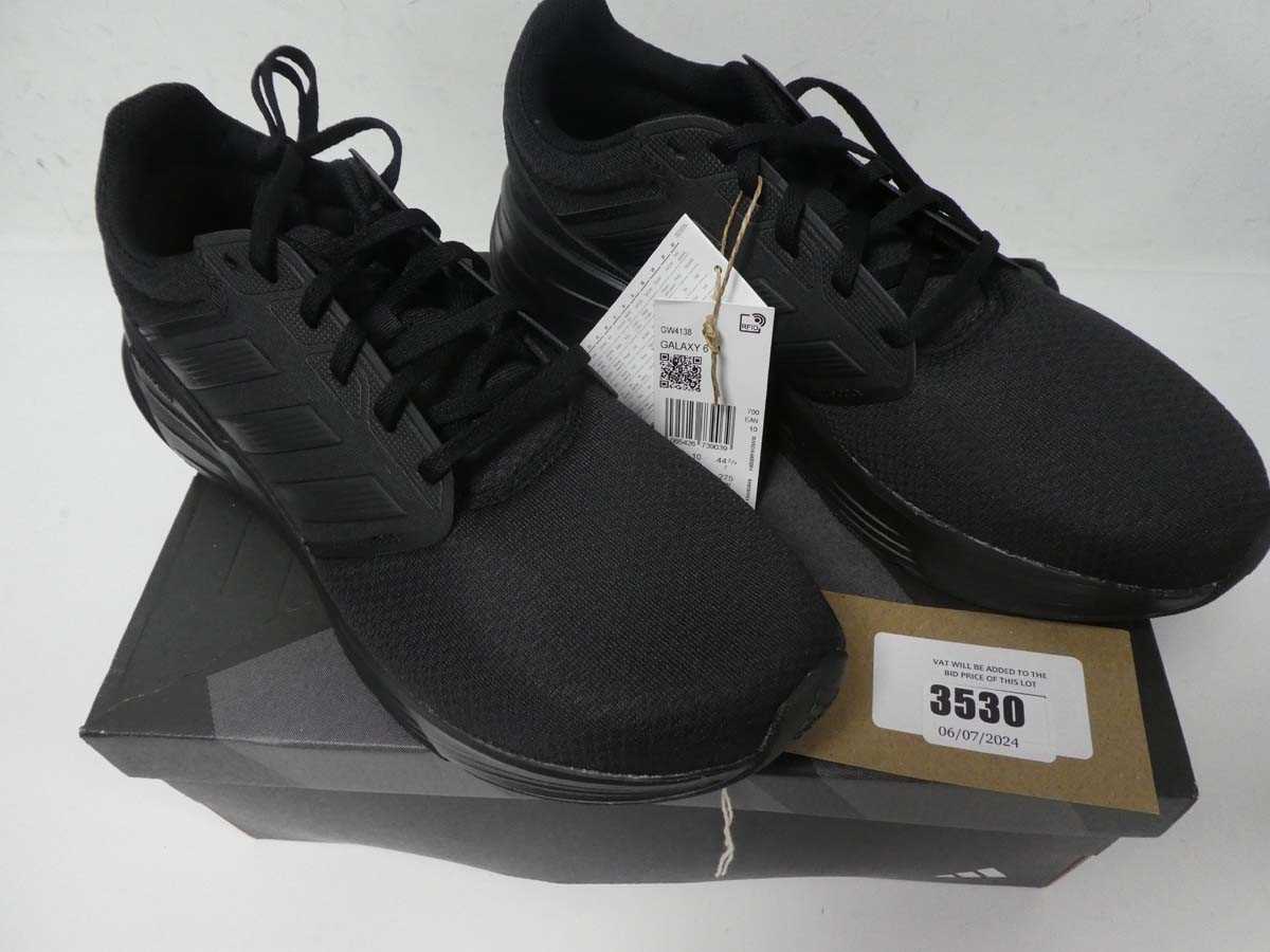 Lot 3530 - Boxed pair of Adidas Galaxy trainers, black,...