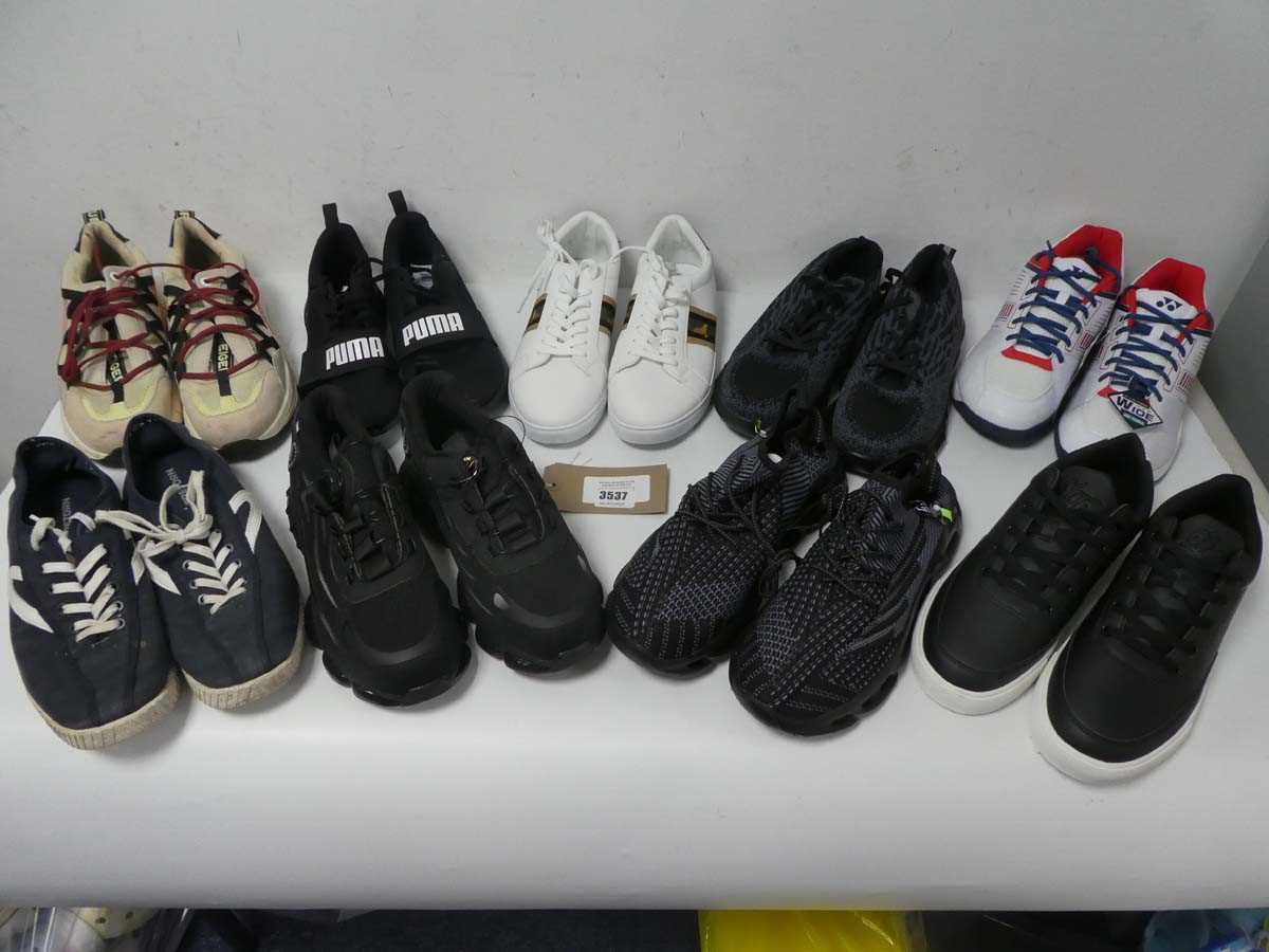 Lot 3537 - 9 pairs of men's trainers new and used of...