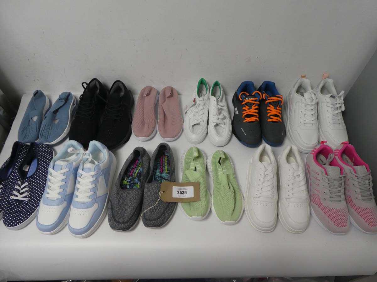 Lot 3539 - 12 pairs of ladies trainers of various styles...