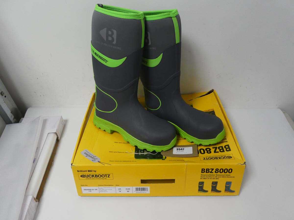 Lot 3547 - Boxed pair of Buckbootz safety tall work boots,...
