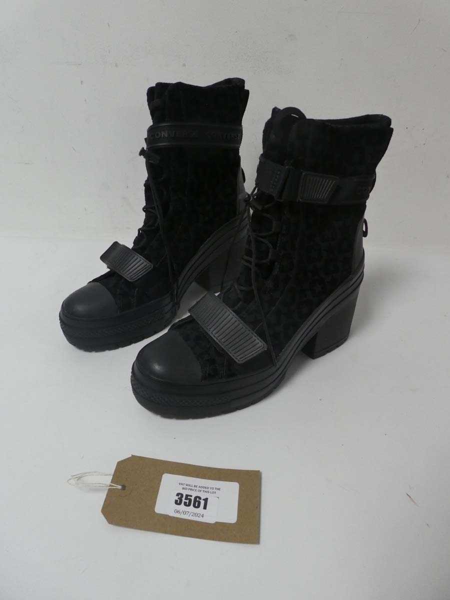 Lot 3561 - Pair of ladies Converse heeled boots, black, UK 8